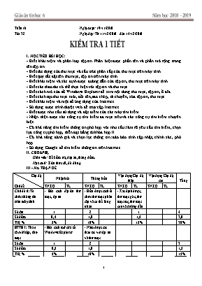 Giáo án Tin học Lớp 6 - Tiết 32 Kiểm tra 1 tiết - Năm học 2018-2019